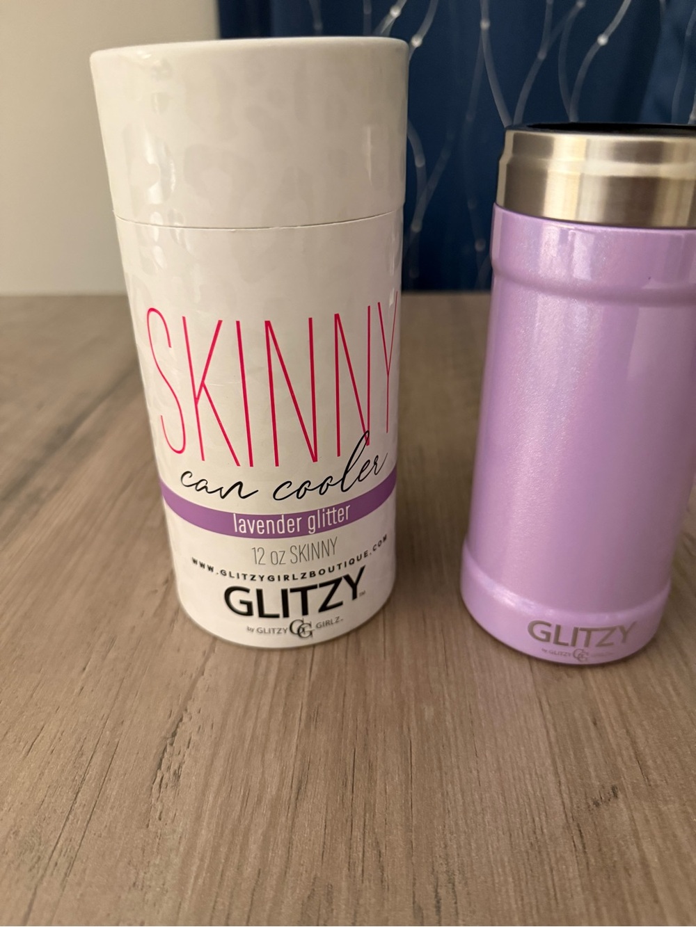 GLITZY Lavender Skinny Can Cooler - Glitter Finish